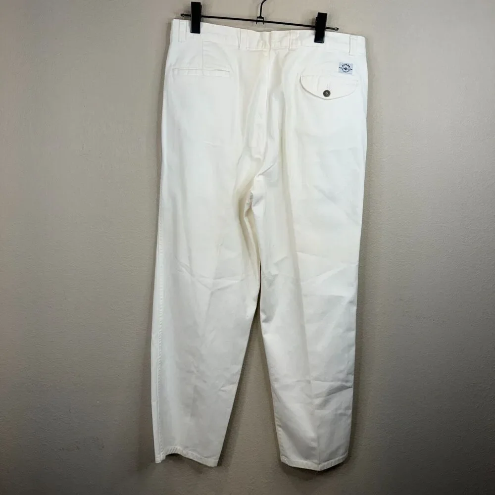 Flyers Men's High Rise Straight‎ Leg Ankle Pant Pleated White Size 36S
